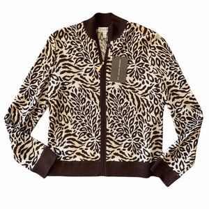 🆕 St. John Sport- Animal Print Zip-Up Sweater